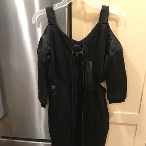 Punk Rave Zip Cut Out Dress Faux Leather Details Medium Guessed SEE DESCRIPTION